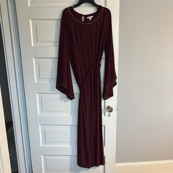 Cato Elegant Burgundy with Gold Studs Jumpsuit - Picture 1 of 4
